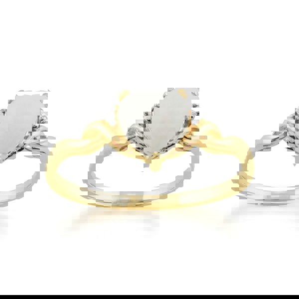 Classic Opal & Diamonds Heart Ring in 9ct Yellow Gold