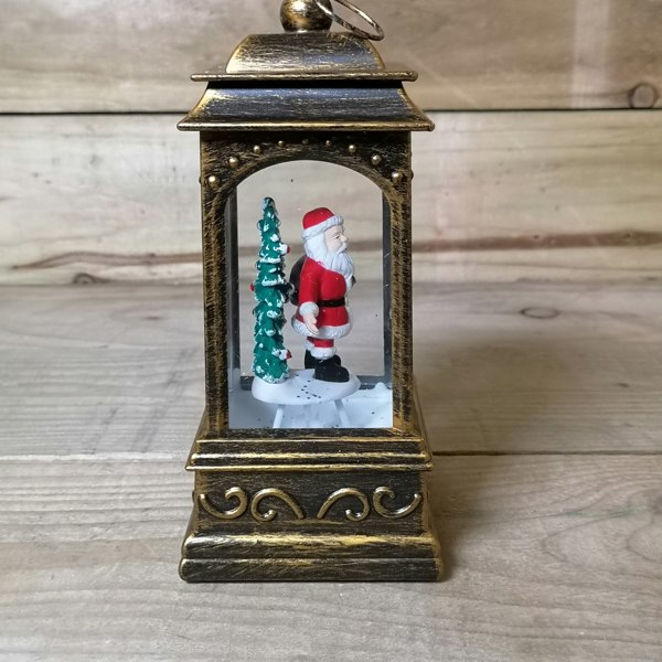 Samuel Alexander 21cm Dual Power Glitter Water Spinner Lantern Christmas Decoration - Santa