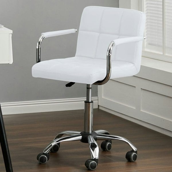 Low Back Faux Leather with Chrome Base Living and Home
