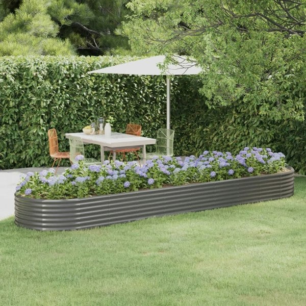 Berkfield Garden Raised Bed Powder-coated Steel 396x100x36 cm Grey