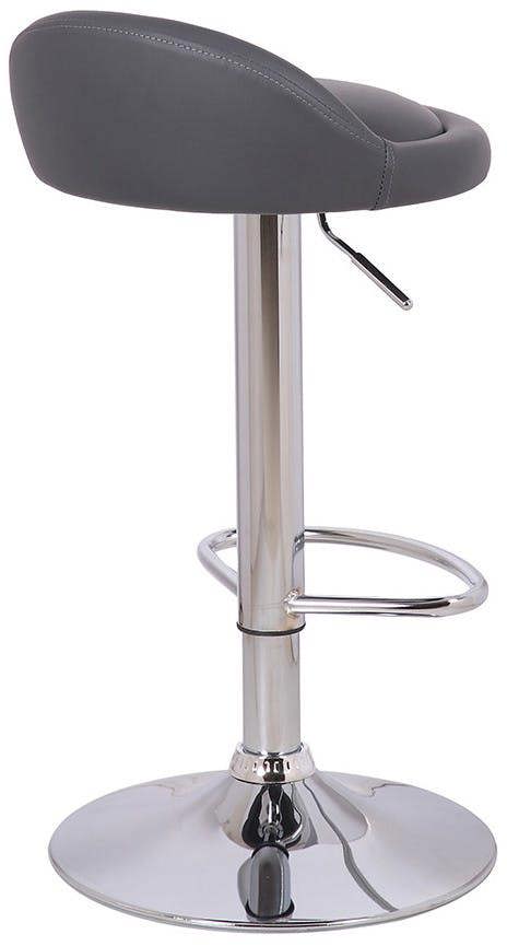 Lamboro Sofia Breakfast Bar Stool, Chrome Stem, Height Adjustable Swivel Gas Lift, Home Bar & Kitchen Faux-Leather Barstool, Charcoal Grey