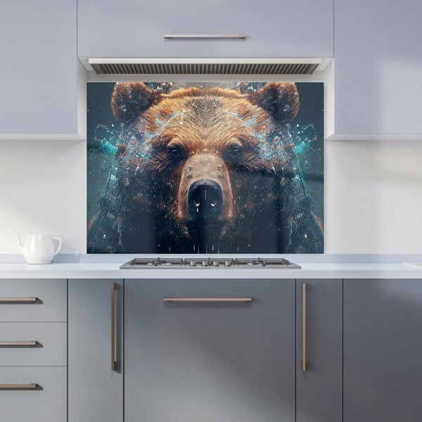 Warren Reed - Designer Brown Bear Face Splashart Kitchen Splashback