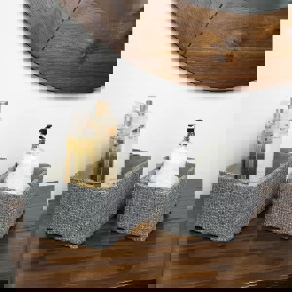 JVL Chroma Rectangular Fabric Storage Baskets for Home Organisation, Set of 2, Grey