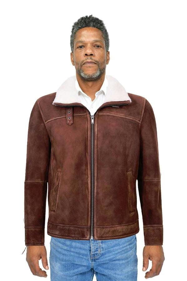 Infinity Leather Mens Sheepskin Leather Harrington Bomber Jacket-Luanda