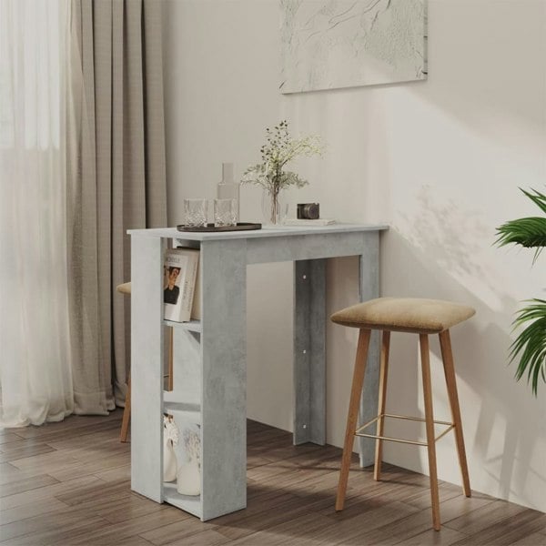 Berkfield Bar Table with Shelf Concrete Grey 102x50x103.5 cm Engineered Wood