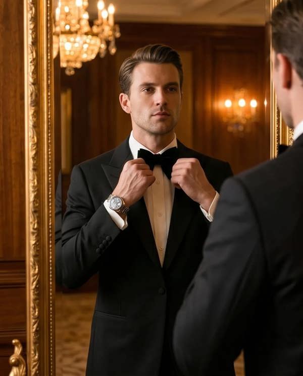 Pamoni Classic Black Velvet Tuxedo Bow Tie