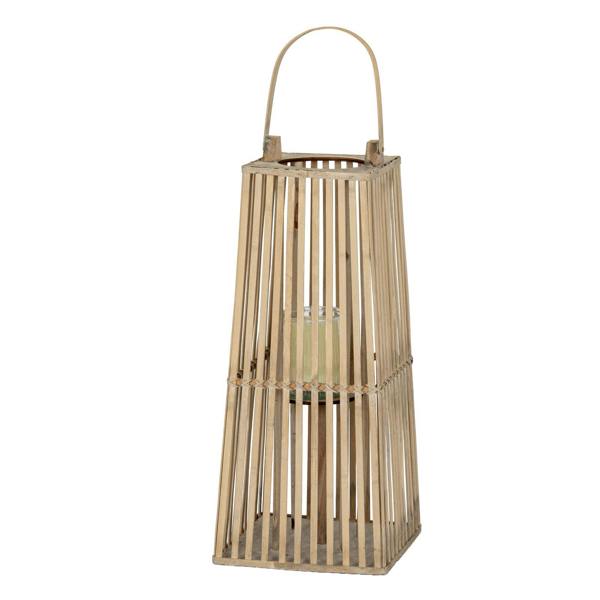 Small Silo Wicker Lantern With Glass Holder