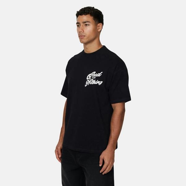 Good For Nothing  Black Oversized Puff Print T-Shirt - Black Image 5