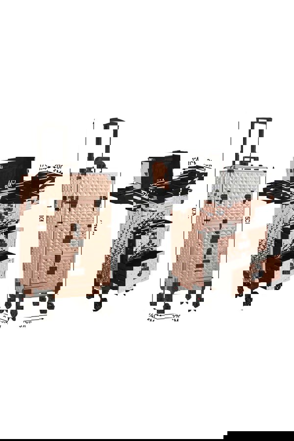 Living and Home 3 in 1 Rolling Cosmetic Train Case Trolley Case for Hairdressing Beauty