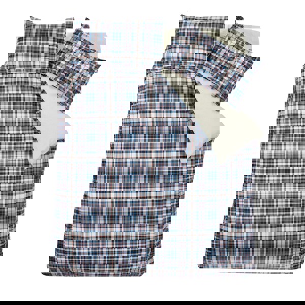 Catherine Lansfield Cosy Sherpa Check Duvet Cover Set Navy Blue