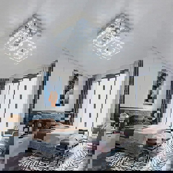 Double Tier Square Crystal Celling Light Living and Home