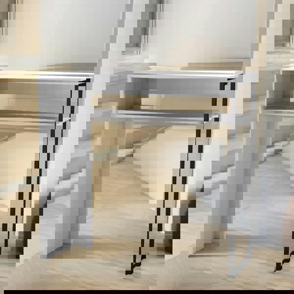 Rafaelo Mobilia 2 Tier Hallway Console Table With Steel Frame White