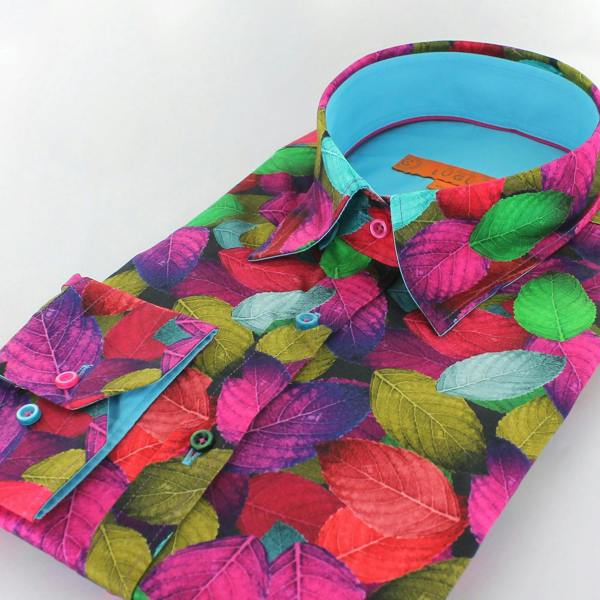MULTICOLOUR LEAVES SHIRT WOMENS PRINT SHIRT - Premium Men's Patterned Shirt by Claudio Lugli | Bold Design, Tailored Fit, Best Printed Shirts