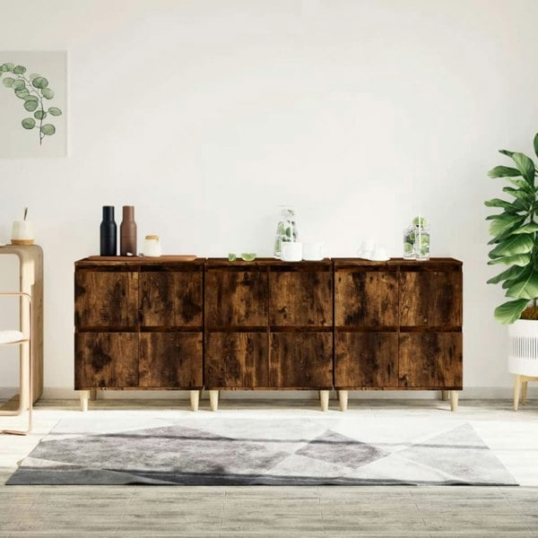 Berkfield Sideboards 3 pcs Smoked Oak 60x35x70 cm Engineered Wood