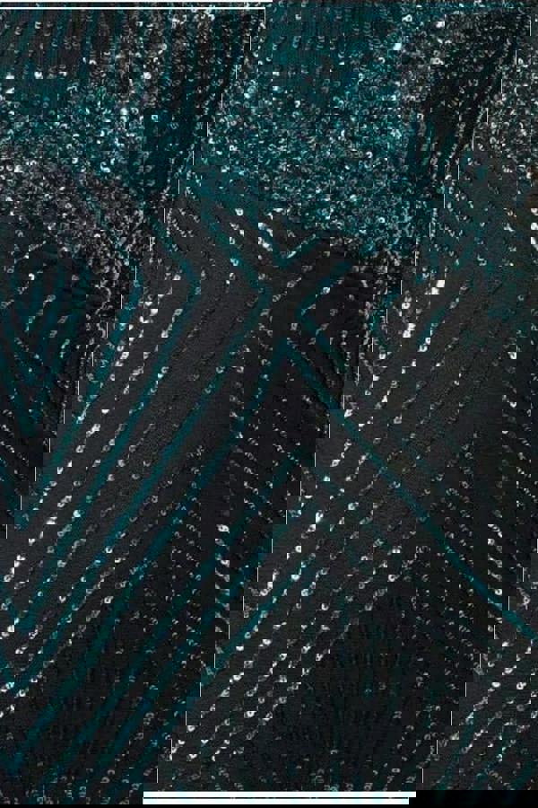 Scalloped Hem Starburst Midi Dress - Emerald DR2617