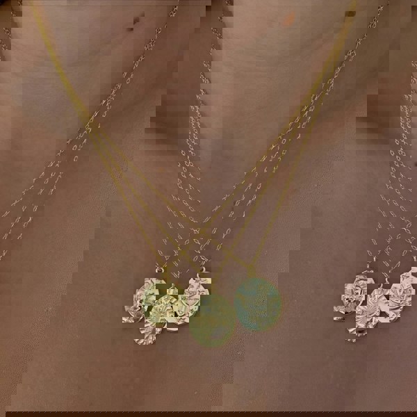 Spero London Moon Embossed Silhouette Sterling Silver Medal Necklace