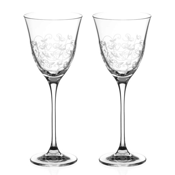 Diamante Floral Collection Red Wine Glasses - Set of 2