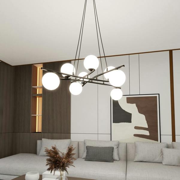 Emibig ESSA Pendant lamp 8 x E14 Black with White Shade
