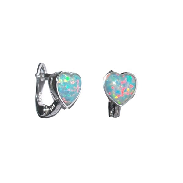 Spero London High Quality Japanese Opal Sterling Silver Heart Earrings