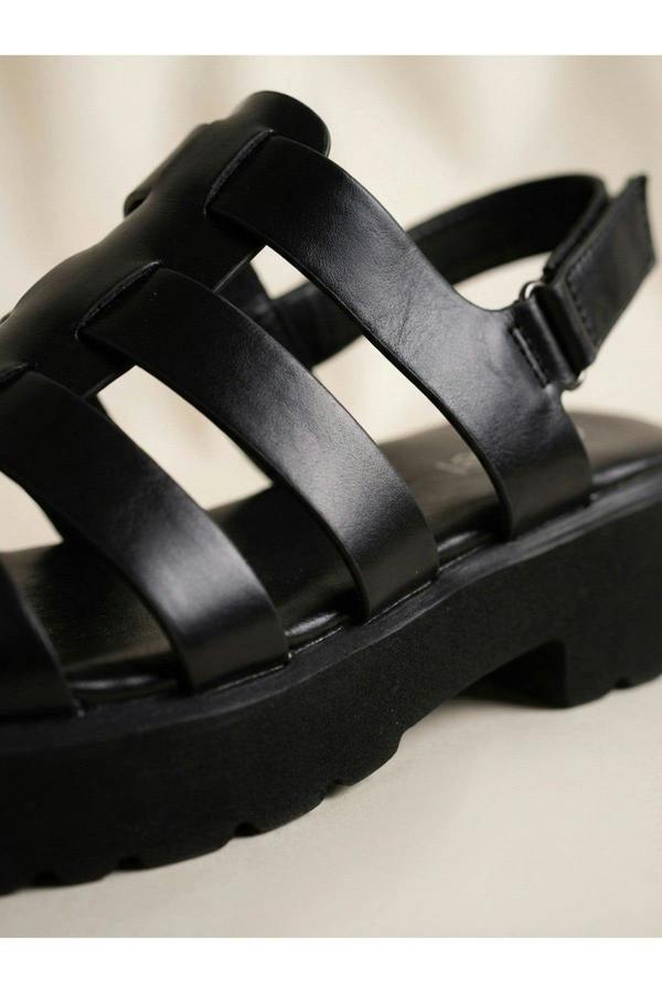 Rosa Cage Platform Sandals - Black