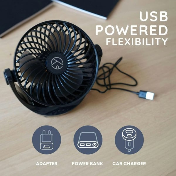 Cuqoo USB Low Noise Desk Fan 360° Rotatable USB Powered Portable Small Desktop Fan - Black (B0BW9J89V6)