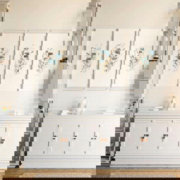 Blue Color Wall Art | Set of 3 Botanical Wall art Prints