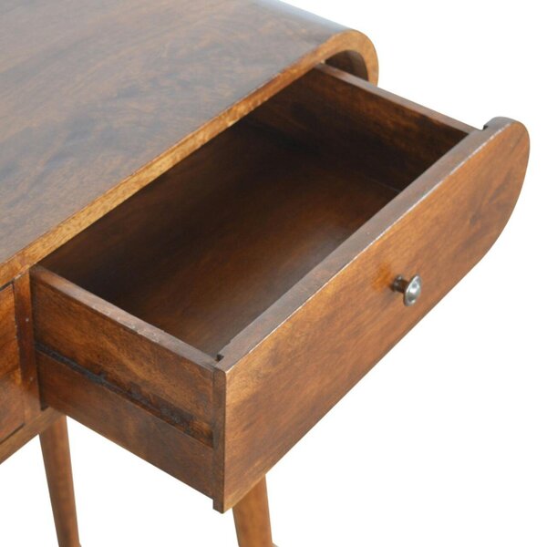 Wyld Haus Como Chestnut Mango Wood OvalcConsole Table 2 Drawers