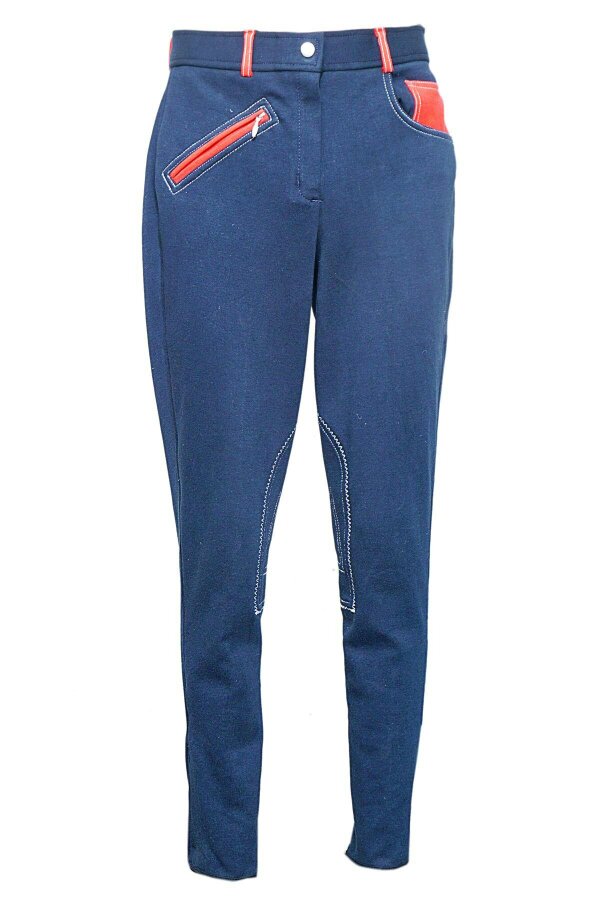 eQuitack Women's Performance Diesel Horse Riding Jodhpurs Navy/Red