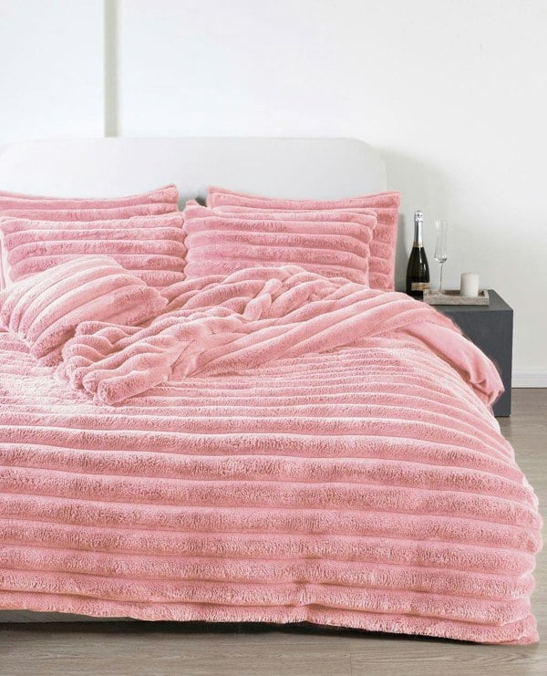 HomeSpace Direct Big Cord Teddy Blush Duvet Cover Set