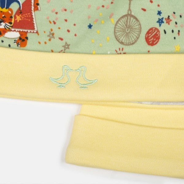 Luca and Rosa Showman Print Green & Yellow Baby Hat Set