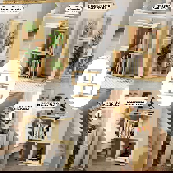 Levede Sofa Side Table Modern Bedside Table Plant Stand Wooden for Small Space