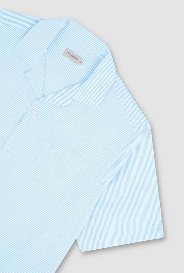 Paul & Shark Men's Riviera Seersucker Cotton Collar Hawaiian Short Sleeve Shirt