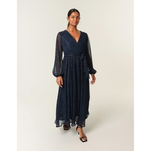 Blue Vanilla Wrap Metallic Dress