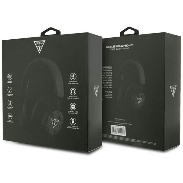 Guess PU 4G Triangle Logo Bluetooth Wireless On Ear Headphones Black - GUBHC15PMRTRK