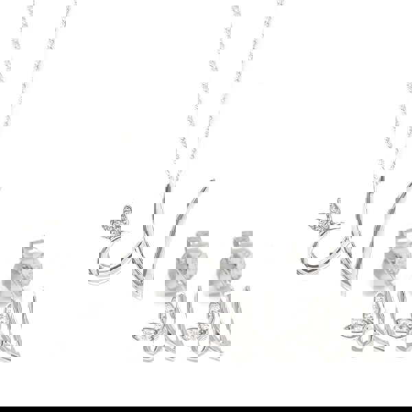 Say It With Winged Initial Earring Gift Set - Silver