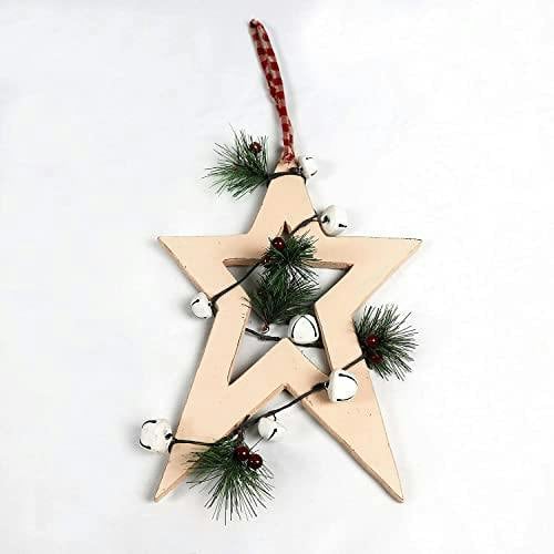 25 x 1.2 x 36 cm Cream Wooden Hanging Star Decoration for Christmas and Seasonal Displays image 8