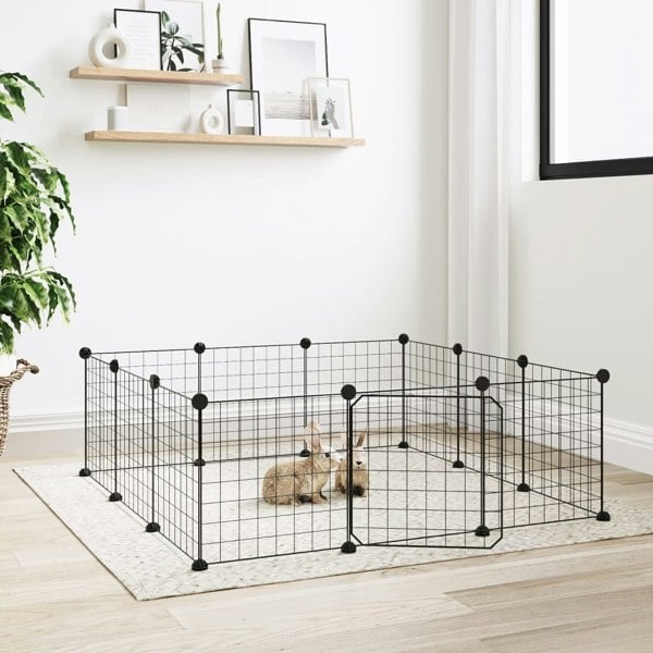Berkfield 12-Panel Pet Cage with Door Black 35x35 cm Steel