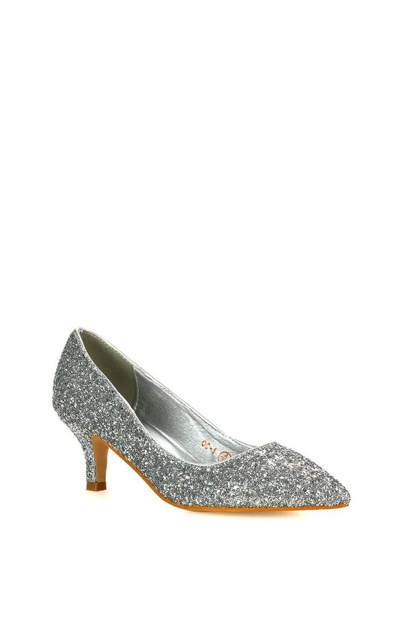 XY LONDON Pointed Toe Mid Stiletto Kitten Heel Court Shoes