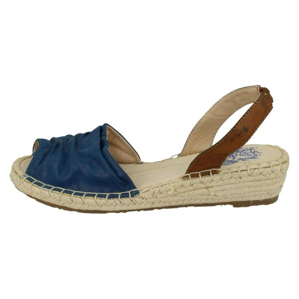 Ladies Flowers Wedge Heel Slingback Ruched Vamp Sandals