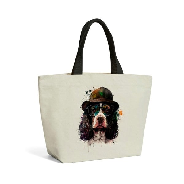 Warren Reed Springer Spaniel Dog Splashart Beach Shopper Tote Bag