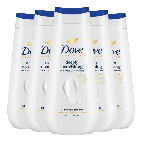Dove Advanced Care Deeply Nourishing Body Wash 24H Micromoisture, 5x225ml