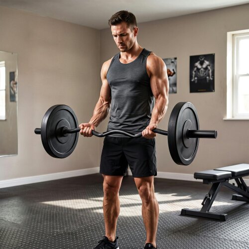 SPORTNOW 4ft Olympic EZ Curl Bar, Barbell Bar for 2" Weight Plates, Black