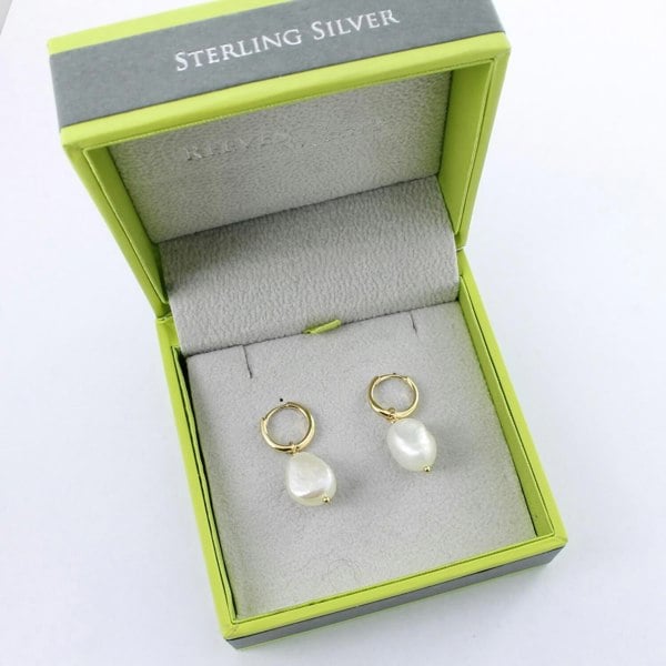 Sterling Silver Cleo Pearl Hoop Earrings - Reeves & Reeves