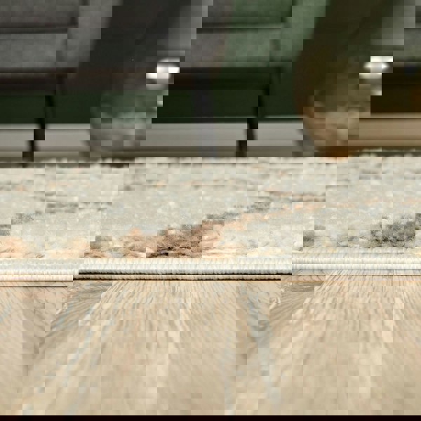 Trellis Design Thick Shaggy Area Rugs Ivory Beige