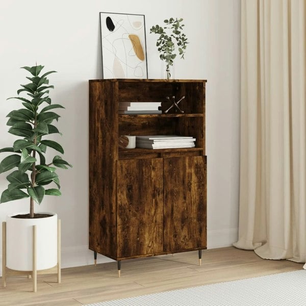 Berkfield Highboard Smoked Oak 60x36x110 cm Engineered Wood