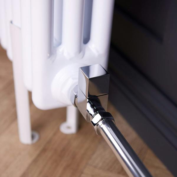 Flode Straight Square Manual Radiator Valve Pack | 15mm x 1/2″ | Chrome