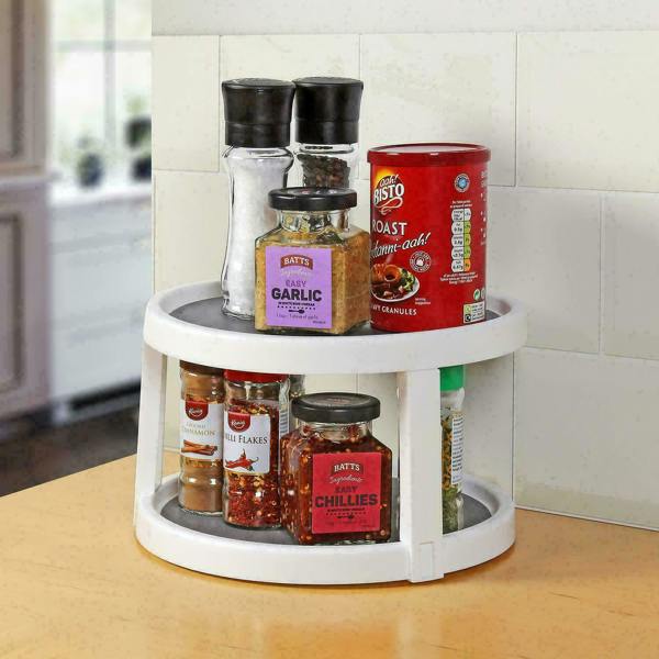 HYGRAD BUILT TO SURVIVE 3/2 Tier Shelf Jar Rack Holder Cupboard Corner Organiser Storage Kitchen Tool UK