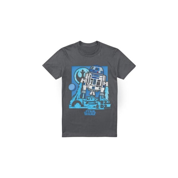 Star Wars Mens Papercut R2-D2 T-Shirt - Charcoal