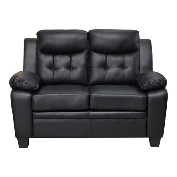 SQUAREBOXX Aura Leather 3+2 Seater Sofa in Black