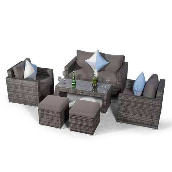 Giardino Sydney 4 Seater Rattan Sofa Set with Coffee Table and 2 Stools